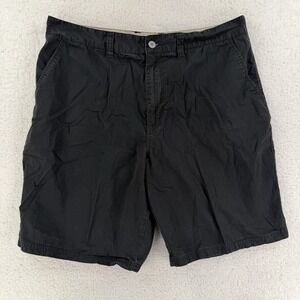 Honolua Cargo Shorts Mens 38 Black 100% Cotton Flat Front 9 Inseam Casual Beach